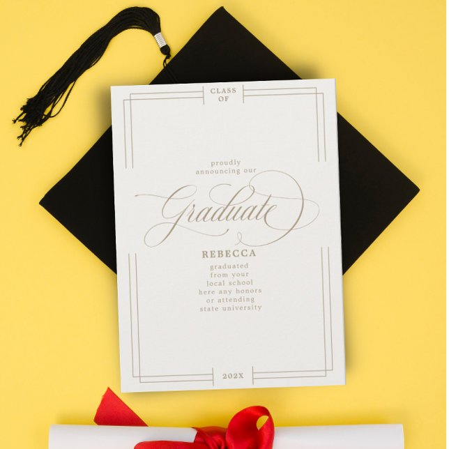 Our Graduate Classic Script Gold Graduation Announcement (Creator Uploaded)
