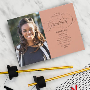 Our Graduate Classic Script Rust Photo Graduation Announcement