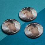 Our Graduate | Graduation Day 7.5 Cm Round Badge<br><div class="desc">Introducing the ultimate graduation accessory - the graduation badge! Show your unwavering support for your graduate by gifting them with this special token of their achievement. With a personalised touch, the badge features their name, school or college name, and graduation year. Not only is it a must-have for their big...</div>