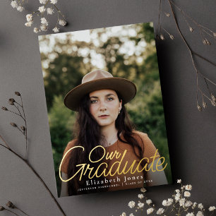Our Graduate Script Graduation Photo Foil