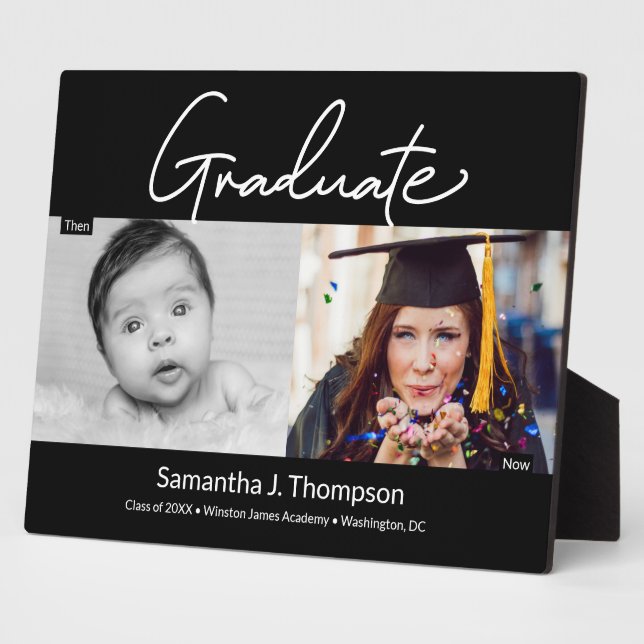 Our Graduate then and now Photos Keepsake Plaque (Side)