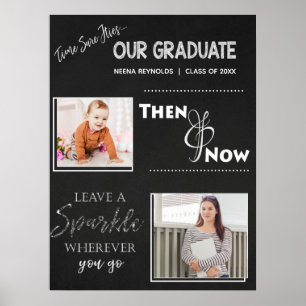 Our Graduate Then & Now Graduation Photo Poster