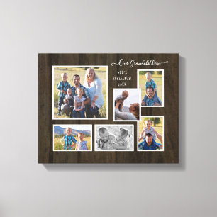 Our Grandchildren Family 6 Photo Collage Script Canvas Print