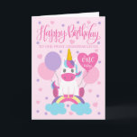 Our Granddaughter Unicorn On Rainbow 1st Birthday Card<br><div class="desc">An adorable unicorn sitting on a rainbow surrounded by balloons and confetti. The top of the card has the hand lettered words 'Happy Birthday' while the heart shaped balloon has the hand lettered words 'one today'. The perfect card for your sweet granddaughter's 1st birthday from 'plural' you!</div>