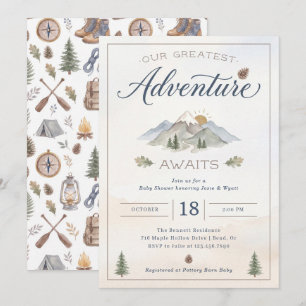 Our Greatest Adventure Awaits Baby Shower Invitation