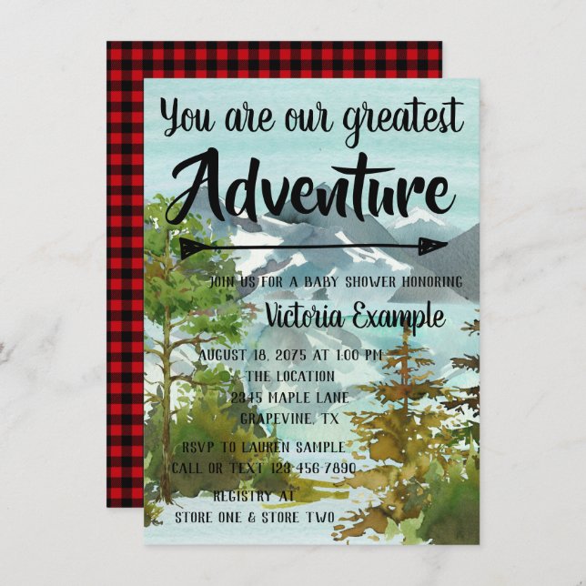Our Greatest Adventure Baby Shower Inivtations Invitation (Front/Back)