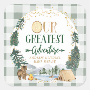 Our Greatest Adventure Baby Shower Square Sticker