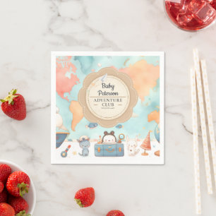 Our Greatest Adventure Neutral Cute Baby Shower Napkin