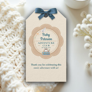 Our Greatest Adventure Teal Blue Cute Baby Shower Gift Tags