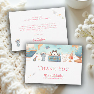 Our Greatest Adventure Vintage Pink Baby Shower Thank You Card