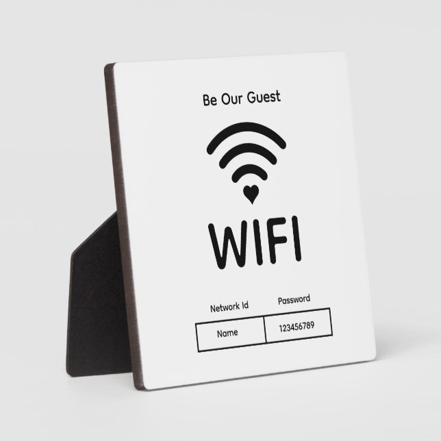 Our Guest Wifi Password Tabletop Plaque with Easel (Front)