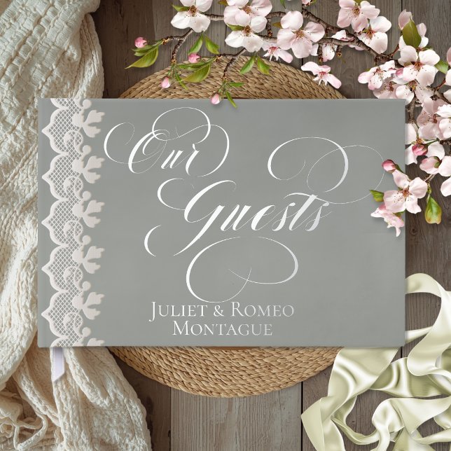Our Guests Lace - Sage Foil Guestbook (Creator Uploaded)