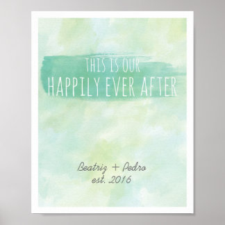 Our Happily Ever After Personalized Couple Emerald Poster