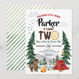 Our Happy Little Camper Woodland Second Birthday Invitation