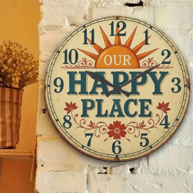 Our happy place cozy home  large clock (Creator Uploaded)