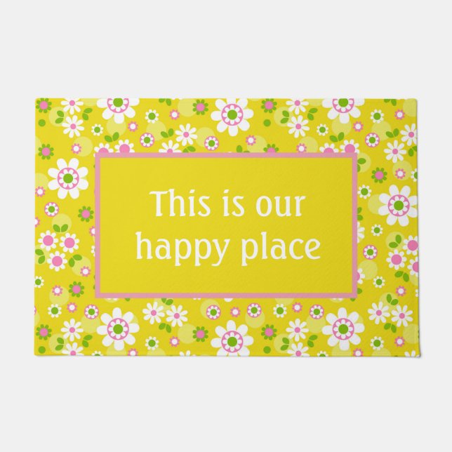 Our Happy Place Retro Mod Flowers  Doormat (Front)