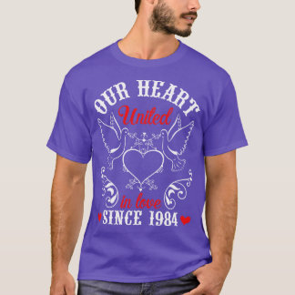 Our Heart United In Love Since 1984 Happy Wedding  T-Shirt