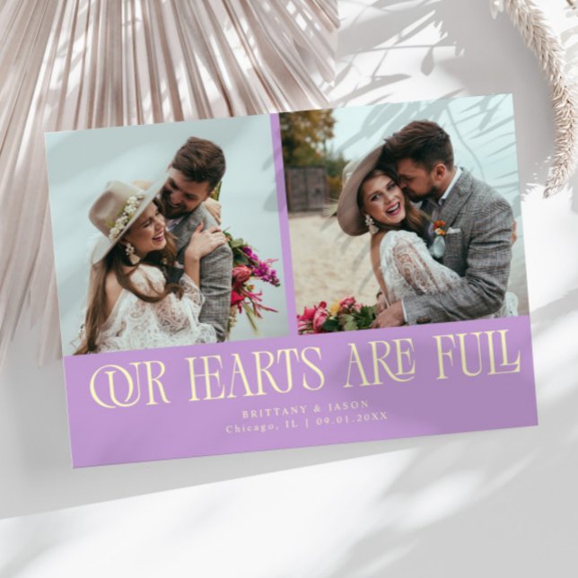 Our Hearts Are Full Lemon Wisteria Wedding Photo  Thank You Card (Creator Uploaded)