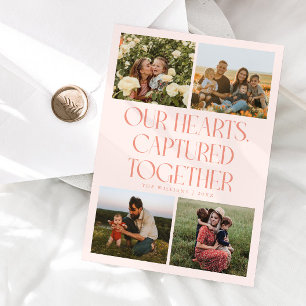 Our Hearts Peach Multi Photo Valentines Day  Holiday Card