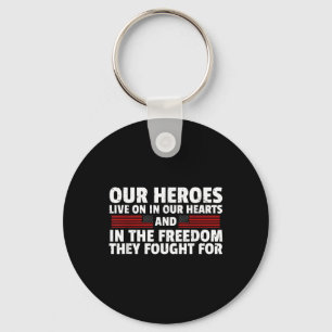 Our Heroes Live On In Our Hearts Memorial Day Key Ring