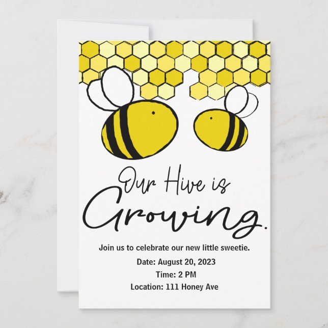 Our Hive Is Growing Bee Themed Announcement (Front)