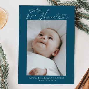 Our Holiday Miracle Teal Birth Announcement