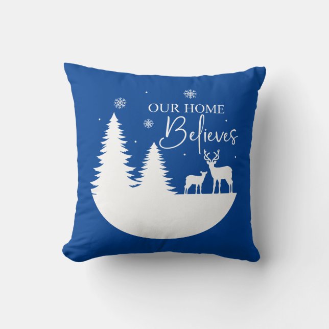 Our Home Believes Winter Scene Cushion (Front)