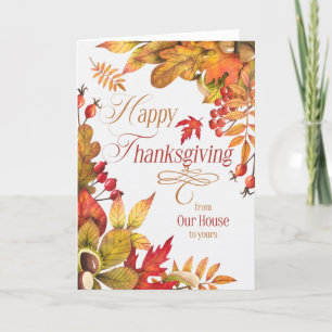 Our House to Yours Blessings Autumn Thanksgiving Holiday Card