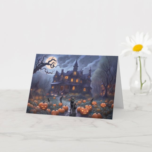 Our House to Yours Haunted House Halloween Card (Small Plant)
