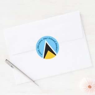 Our Island Home St Lucia Flag with Anthem Phrase Classic Round Sticker