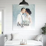 Our Journey Begins Custom Photo Newlyweds Faux Can Faux Canvas Print<br><div class="desc">Our Journey Begins Custom Photo Newlyweds.   A romantic memory of your wedding day to display on your wall. Simply replace the sample photo with your own.</div>