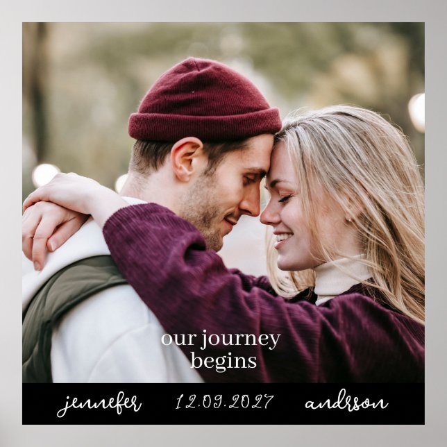 Our Journey Begins l Names Wedding Photo Poster (Front)