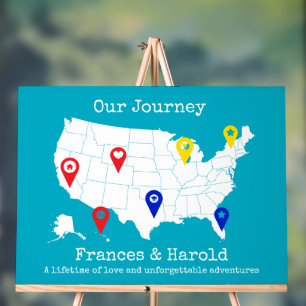 Our Journey - Personalized USA Map Milestone Acrylic Sign