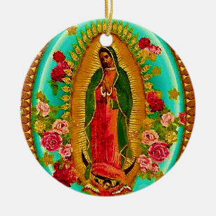 Our Lady Guadalupe Mexican Saint Virgin Mary Ceramic Ornament