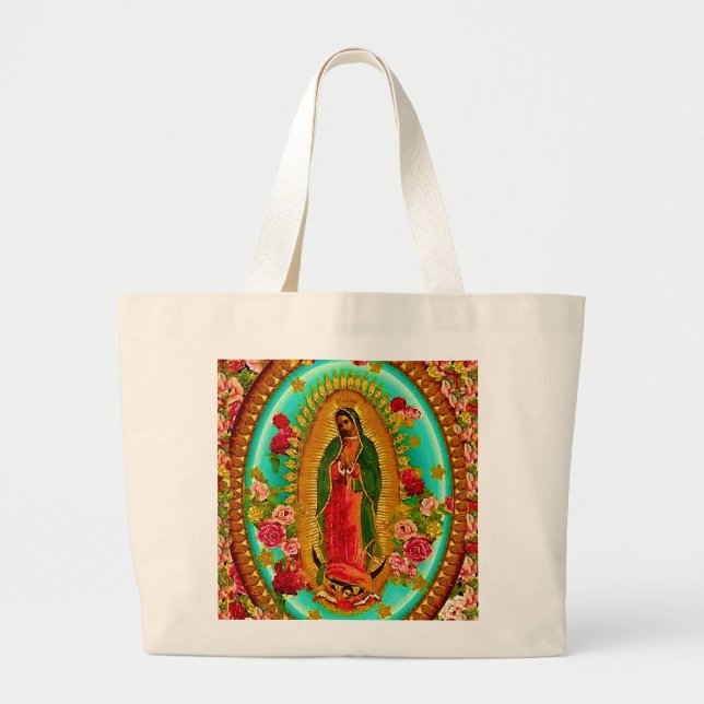 Our Lady Guadalupe Mexican Saint Virgin Mary Large Tote Bag (Front)