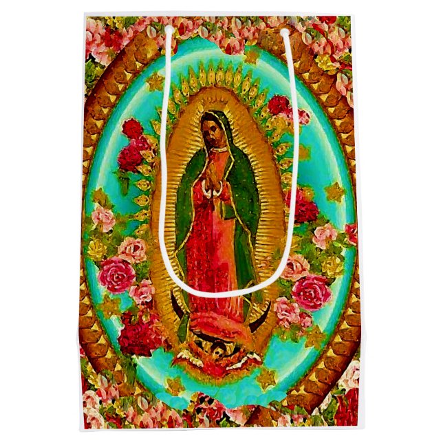 Our Lady Guadalupe Mexican Saint Virgin Mary Medium Gift Bag (Back)