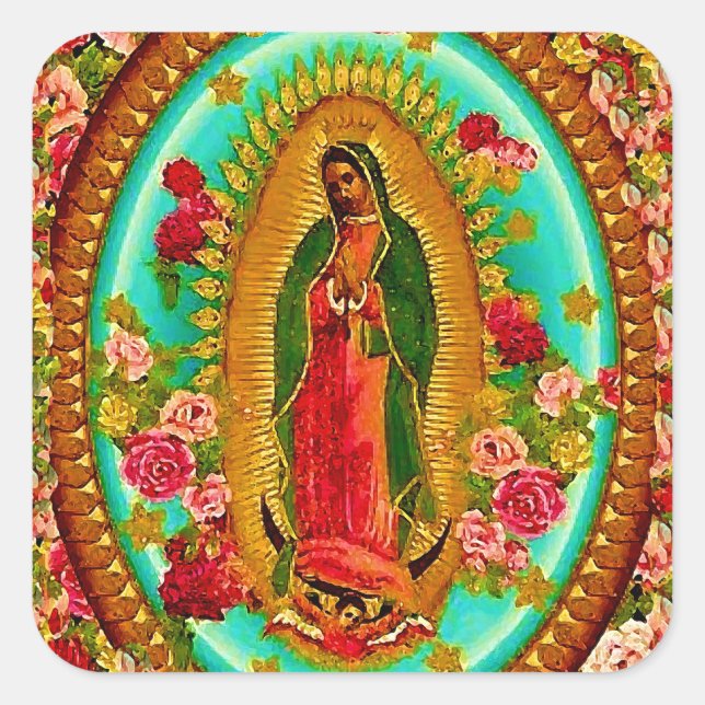 Our Lady Guadalupe Mexican Saint Virgin Mary Square Sticker (Front)