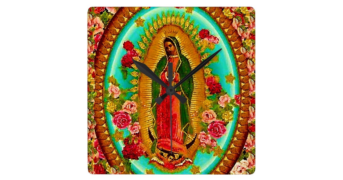 Our Lady Guadalupe Mexican Saint Virgin Mary Square Wall Clock Zazzle Com Au