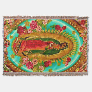 Our Lady Guadalupe Mexican Saint Virgin Mary Throw Blanket