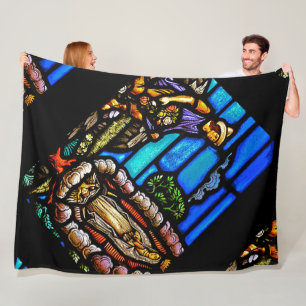 Our Lady Guadalupe Nuestra Senora Stained Glass Fleece Blanket