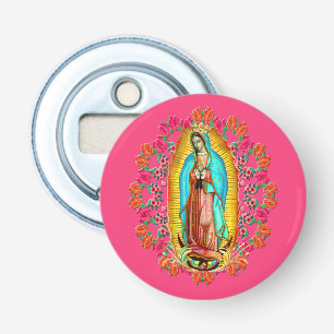 Our Lady Guadalupe Virgin Mary Catholic Saint Pink Bottle Opener