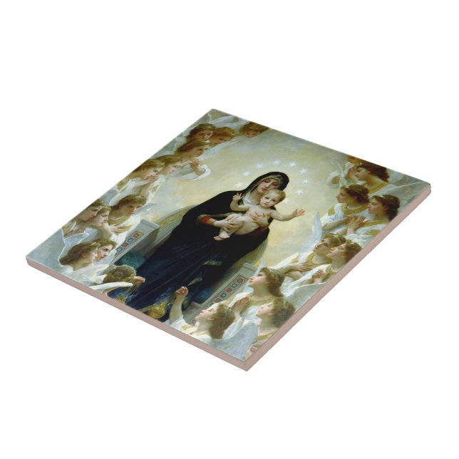 Our Lady of Angels Beautiful Madonna and Child Ceramic Tile (Side)