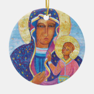 Our Lady of Czestochowa Black Madonna Poland Ceramic Ornament