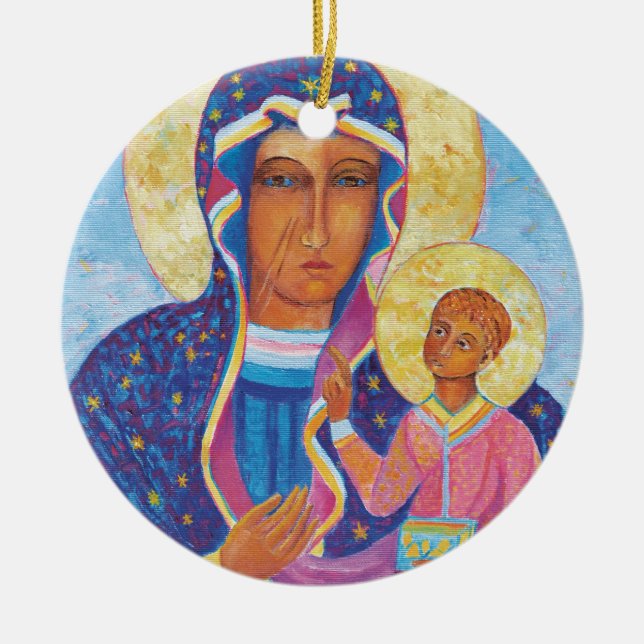 Our Lady of Czestochowa Black Madonna Poland Ceramic Ornament (Front)