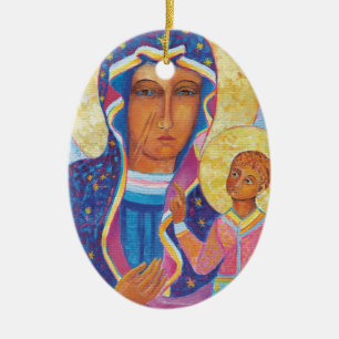 Our Lady of Czestochowa Black Madonna Poland Ceramic Ornament