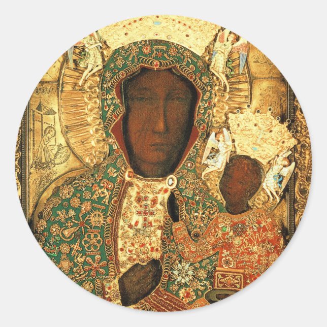 Our Lady of Czestochowa Black Madonna Poland gift Classic Round Sticker (Front)