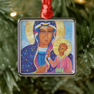 Our Lady of Czestochowa Black Madonna Poland Metal Metal Ornament