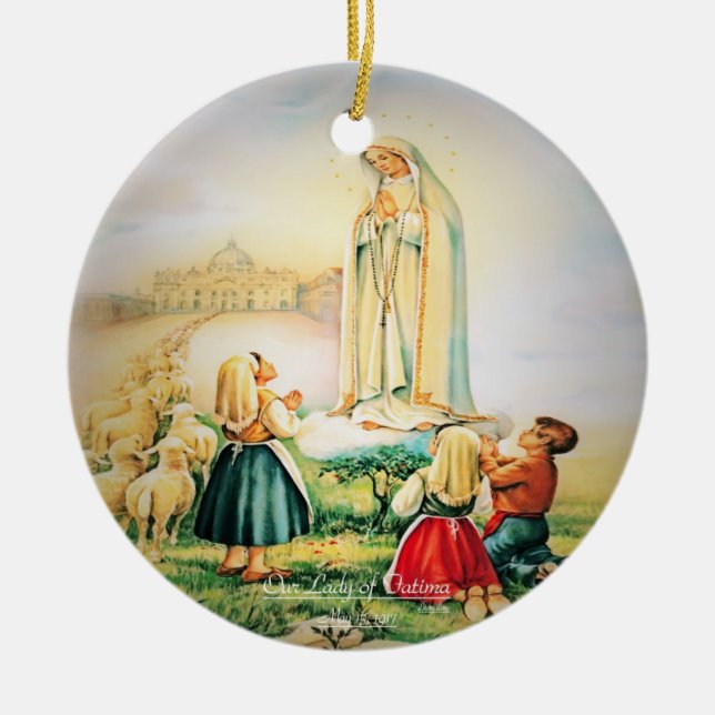 Our Lady of Fatima 1917 Ceramic Ornament (Front)