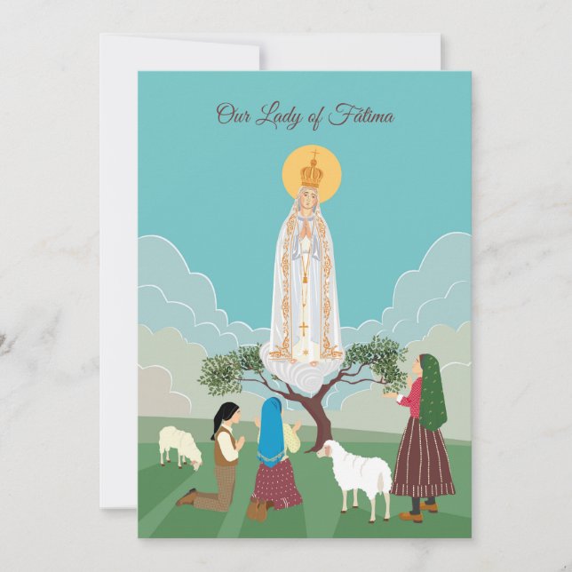 Our Lady of Fatima and the shepherds birthday card (Front)