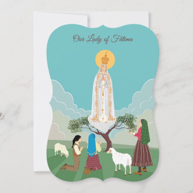 Our Lady of Fatima and the shepherds greeting card (Front)